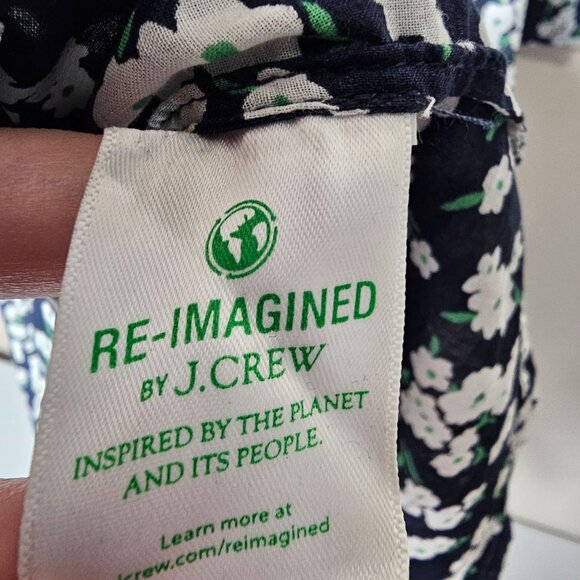 J Crew XS Blue Floral Lightweight Cotton Button Tunic Dress Cottage Beach - Picture 4 of 6